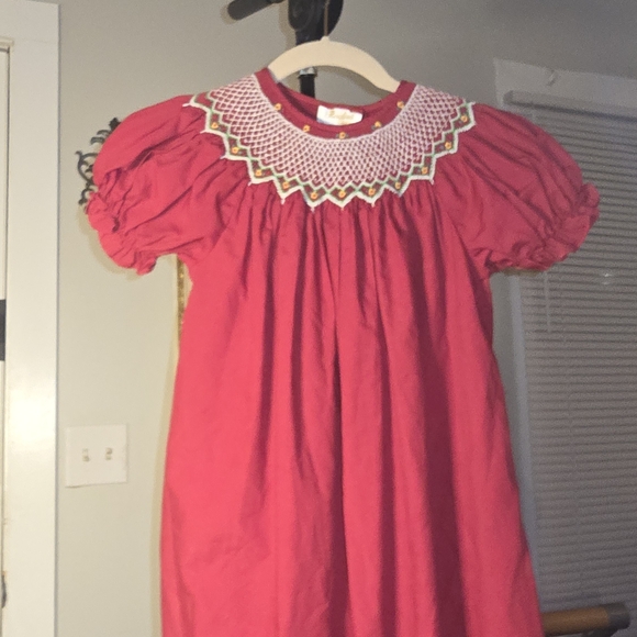 Elegant Red Kids Dress with Embroidered Collar - Picture 1 of 2